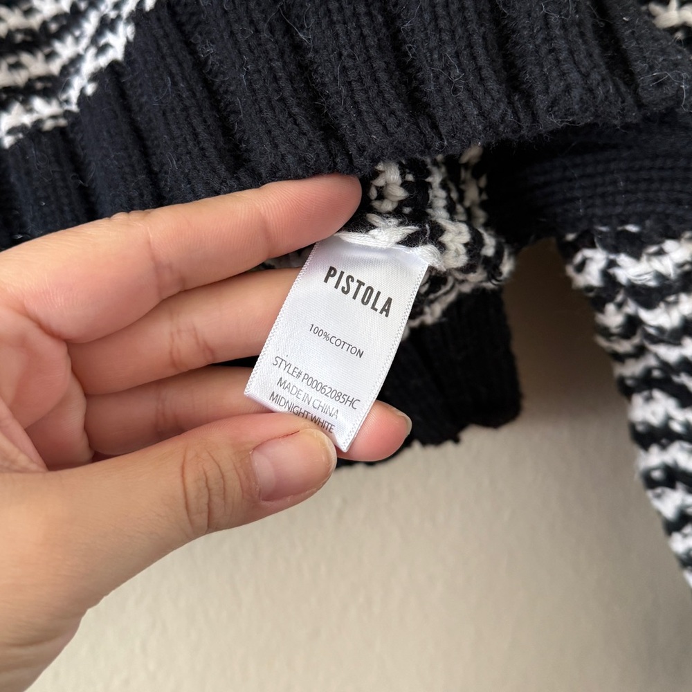 Pistola Black White Striped 100% Cotton Chunky Knit Sweater size XS Minimalist - Picture 4 of 5